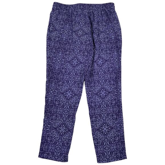 Coldwater Creek Purple Print Pull On Pants Size L - Picture 7 of 8